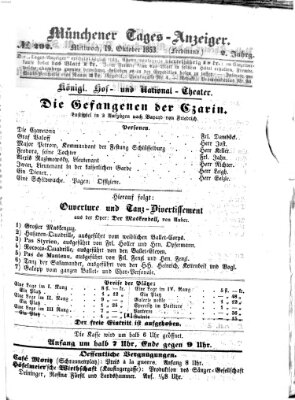 Münchener Tages-Anzeiger Mittwoch 19. Oktober 1853