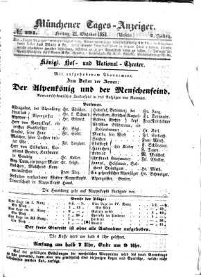 Münchener Tages-Anzeiger Freitag 21. Oktober 1853