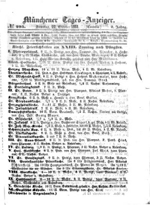 Münchener Tages-Anzeiger Samstag 22. Oktober 1853