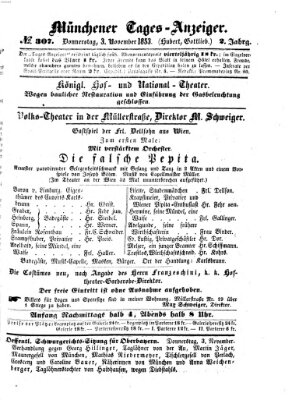 Münchener Tages-Anzeiger Donnerstag 3. November 1853