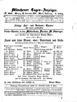 Münchener Tages-Anzeiger Montag 21. November 1853