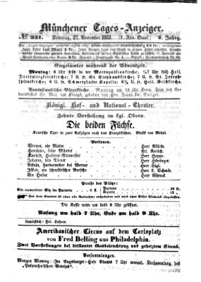 Münchener Tages-Anzeiger Sonntag 27. November 1853