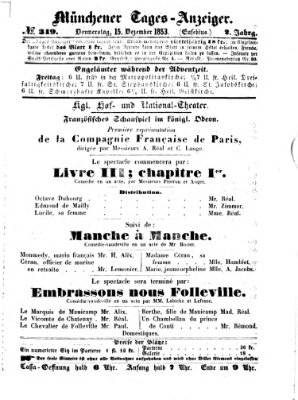 Münchener Tages-Anzeiger Donnerstag 15. Dezember 1853