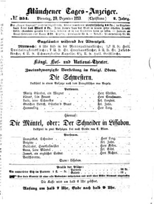 Münchener Tages-Anzeiger Dienstag 20. Dezember 1853