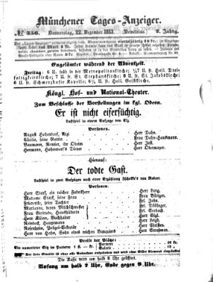 Münchener Tages-Anzeiger Donnerstag 22. Dezember 1853