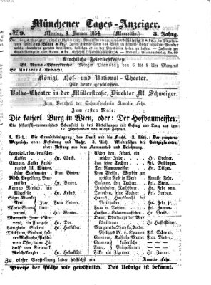 Münchener Tages-Anzeiger Montag 9. Januar 1854