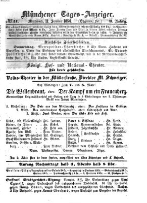 Münchener Tages-Anzeiger Mittwoch 11. Januar 1854