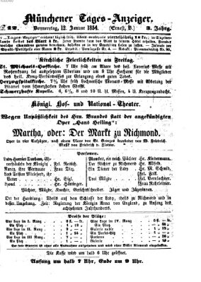 Münchener Tages-Anzeiger Donnerstag 12. Januar 1854