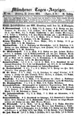 Münchener Tages-Anzeiger Samstag 21. Januar 1854