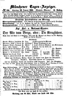 Münchener Tages-Anzeiger Sonntag 22. Januar 1854