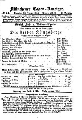 Münchener Tages-Anzeiger Dienstag 24. Januar 1854