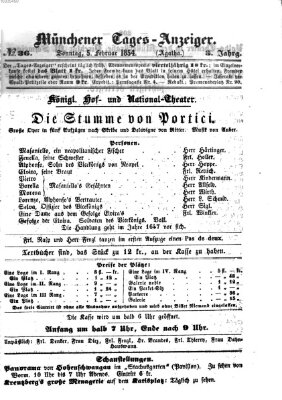 Münchener Tages-Anzeiger Sonntag 5. Februar 1854