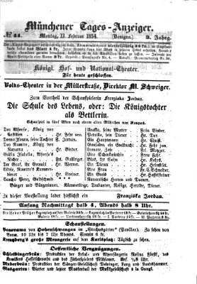 Münchener Tages-Anzeiger Montag 13. Februar 1854