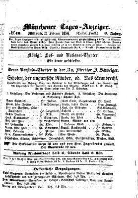 Münchener Tages-Anzeiger Mittwoch 15. Februar 1854