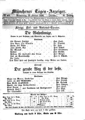 Münchener Tages-Anzeiger Donnerstag 16. Februar 1854