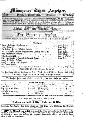 Münchener Tages-Anzeiger Freitag 17. Februar 1854