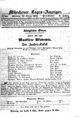 Münchener Tages-Anzeiger Mittwoch 22. Februar 1854