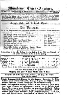 Münchener Tages-Anzeiger Donnerstag 2. März 1854