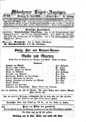 Münchener Tages-Anzeiger Sonntag 2. April 1854