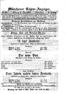 Münchener Tages-Anzeiger Dienstag 4. April 1854