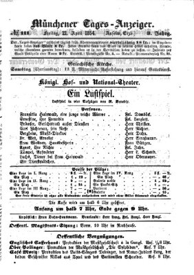 Münchener Tages-Anzeiger Freitag 21. April 1854