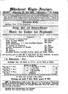 Münchener Tages-Anzeiger Donnerstag 27. April 1854