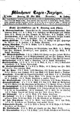 Münchener Tages-Anzeiger Samstag 20. Mai 1854