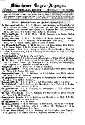 Münchener Tages-Anzeiger Mittwoch 14. Juni 1854