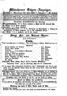 Münchener Tages-Anzeiger Donnerstag 22. Juni 1854