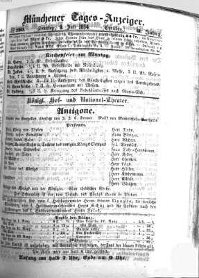 Münchener Tages-Anzeiger Sonntag 9. Juli 1854