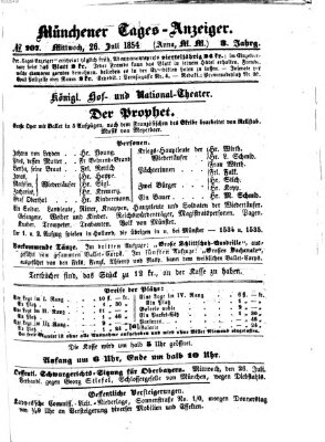 Münchener Tages-Anzeiger Mittwoch 26. Juli 1854