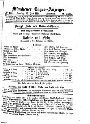 Münchener Tages-Anzeiger Sonntag 30. Juli 1854