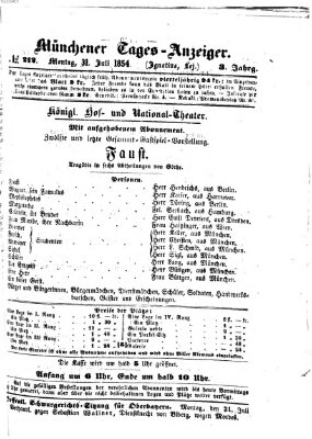 Münchener Tages-Anzeiger Montag 31. Juli 1854