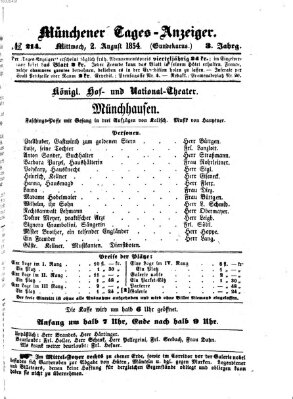 Münchener Tages-Anzeiger Mittwoch 2. August 1854