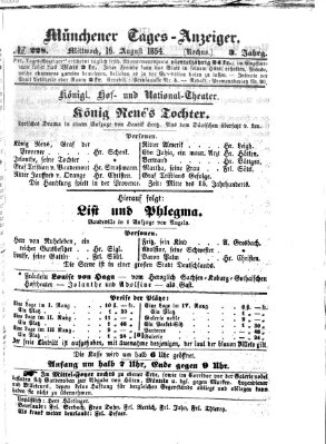 Münchener Tages-Anzeiger Mittwoch 16. August 1854