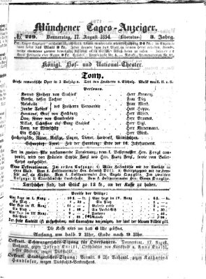 Münchener Tages-Anzeiger Donnerstag 17. August 1854