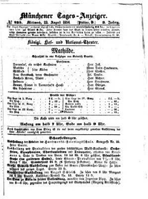 Münchener Tages-Anzeiger Mittwoch 23. August 1854