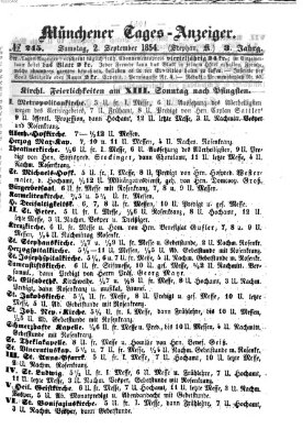 Münchener Tages-Anzeiger Samstag 2. September 1854