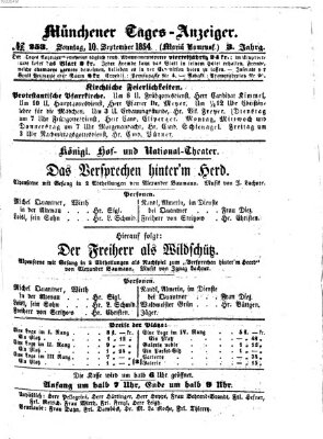 Münchener Tages-Anzeiger Sonntag 10. September 1854