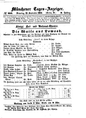 Münchener Tages-Anzeiger Dienstag 12. September 1854