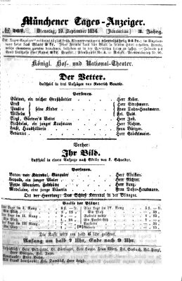 Münchener Tages-Anzeiger Dienstag 19. September 1854