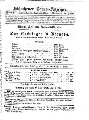 Münchener Tages-Anzeiger Donnerstag 21. September 1854