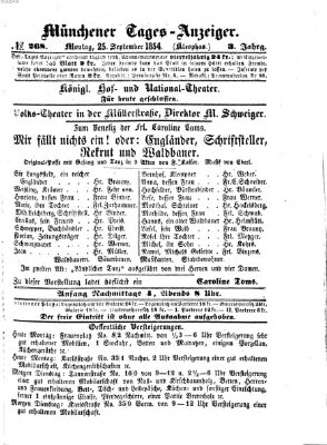 Münchener Tages-Anzeiger Montag 25. September 1854