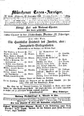 Münchener Tages-Anzeiger Mittwoch 27. September 1854