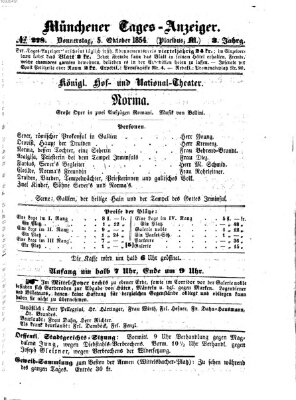 Münchener Tages-Anzeiger Donnerstag 5. Oktober 1854