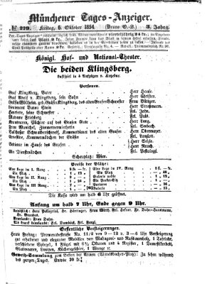 Münchener Tages-Anzeiger Freitag 6. Oktober 1854