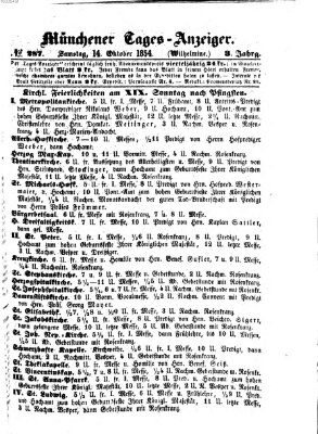 Münchener Tages-Anzeiger Samstag 14. Oktober 1854