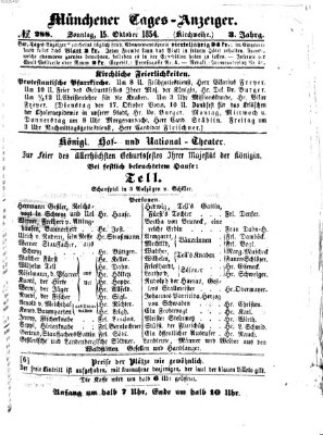 Münchener Tages-Anzeiger Sonntag 15. Oktober 1854