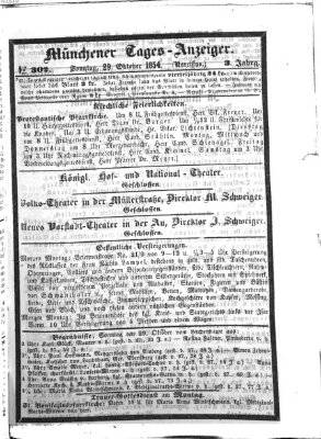 Münchener Tages-Anzeiger Sonntag 29. Oktober 1854