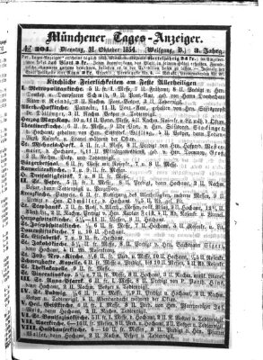 Münchener Tages-Anzeiger Dienstag 31. Oktober 1854